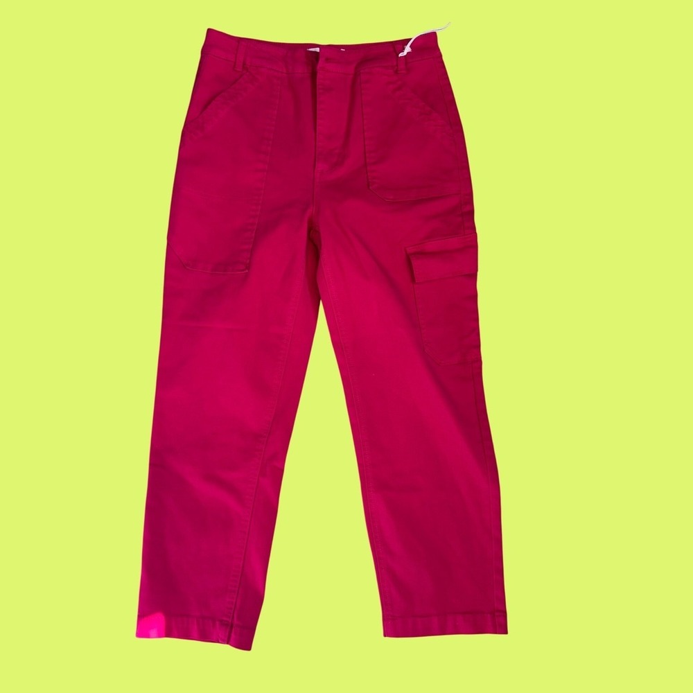 Risen Jeans Cargo Pants Womens 11 Pink NWT RDP5241 Utility Straight Leg